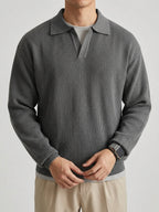 Wool Long Sleeve Polo Men – Classic Knit