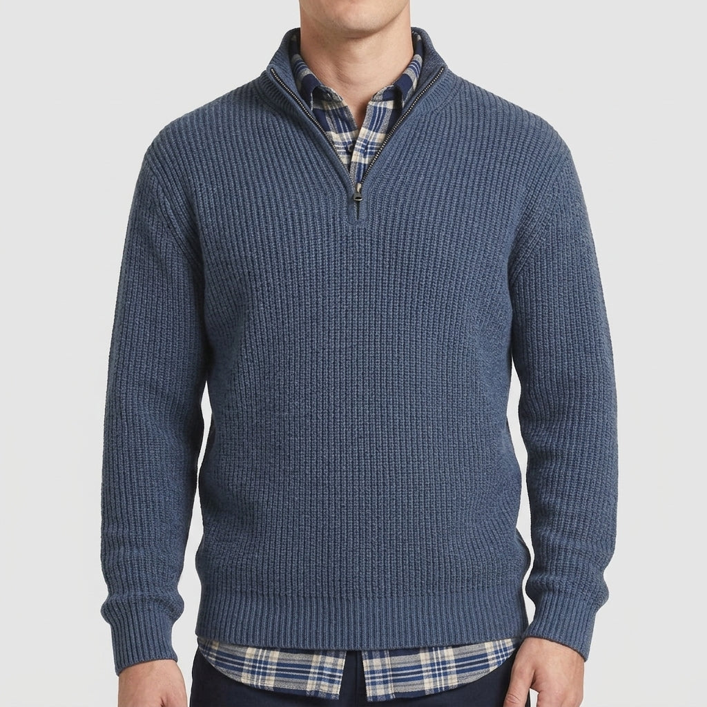 Ribbed Half Zip Jumper Men – Wool