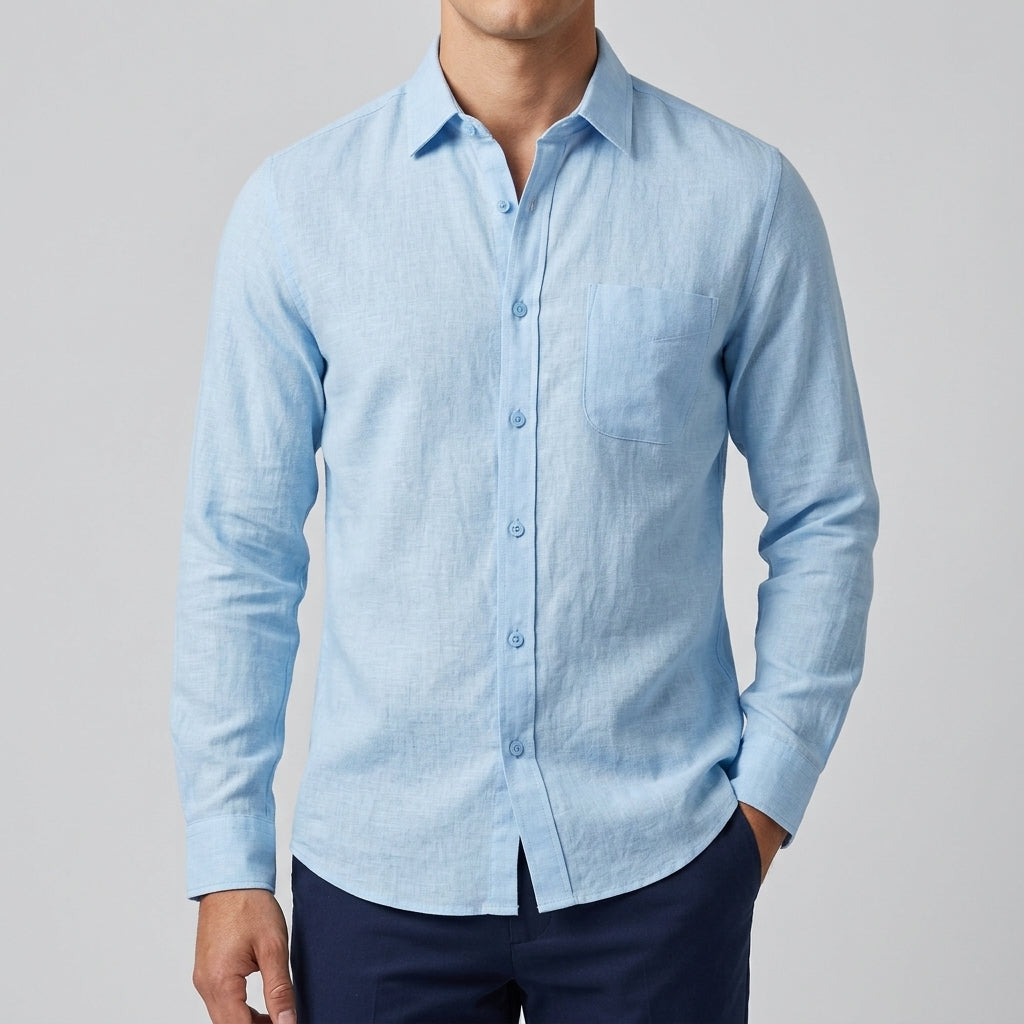 Linen Casual Shirt Men – Traditional Collar
