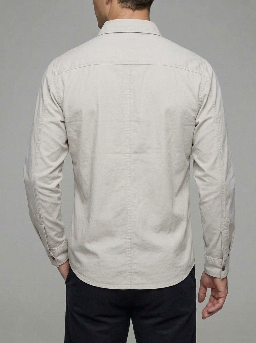 Wool Cargo Shirt Men Long Sleeve Outdoor
