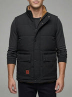 Fleece-Lined V-Neck Gilet Men Lightweight Blue