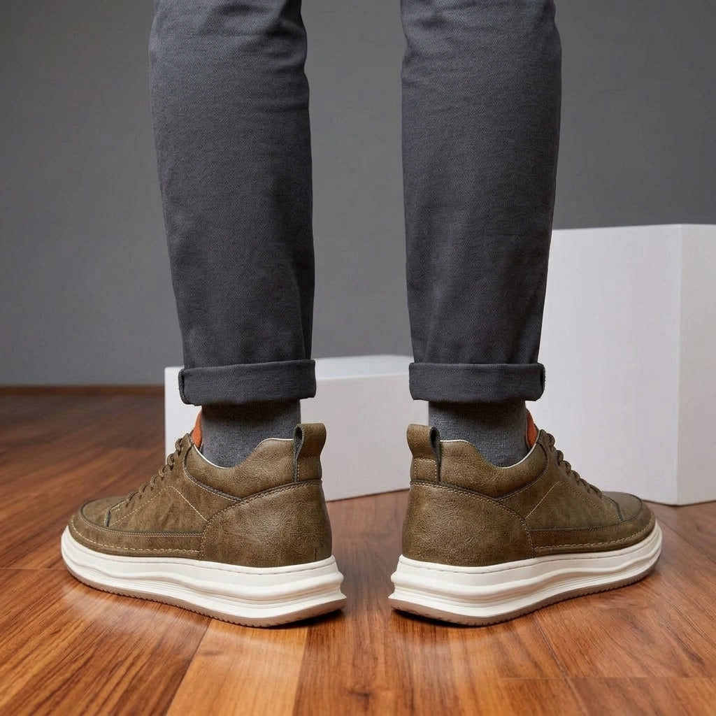 Men's Smart Casual Leather Sneakers Mid-cut
