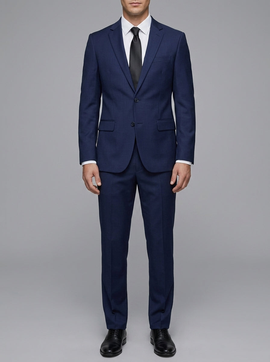 Wool Classic 2-Piece Suit Men Notch Lapel