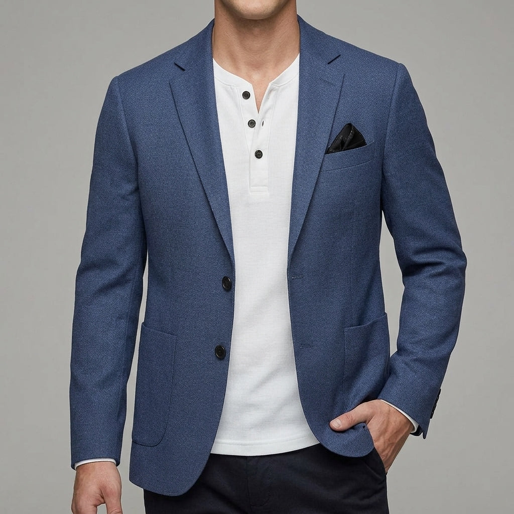 Wool Blazer Men Slim-Fit Formal Occasions
