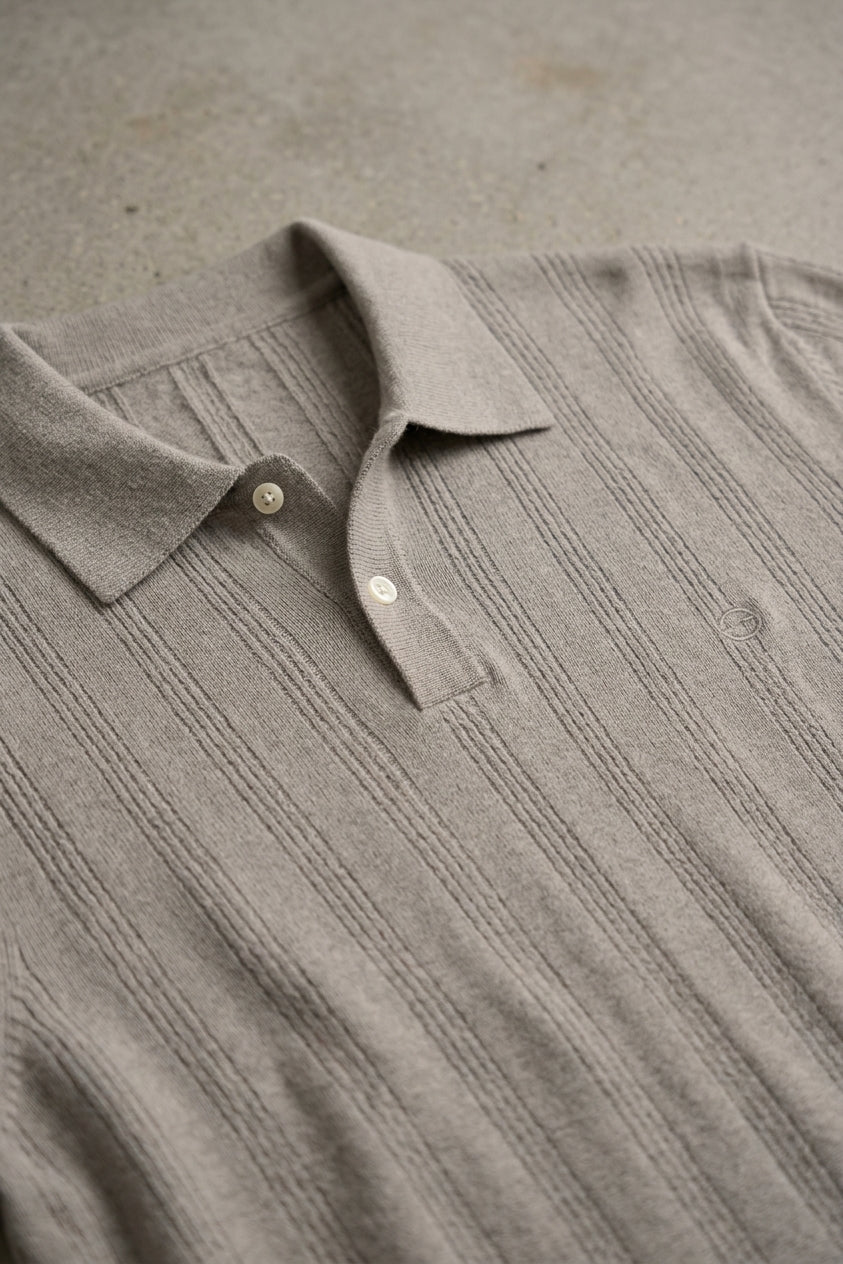Wool Knit Polo Shirt Men