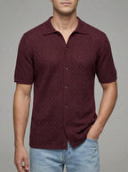 Knit Geometric Button-Up Shirt Men