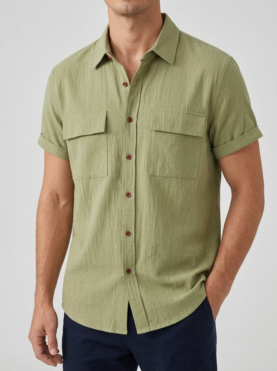 Cotton Linen Blend Shirt Men – Summer