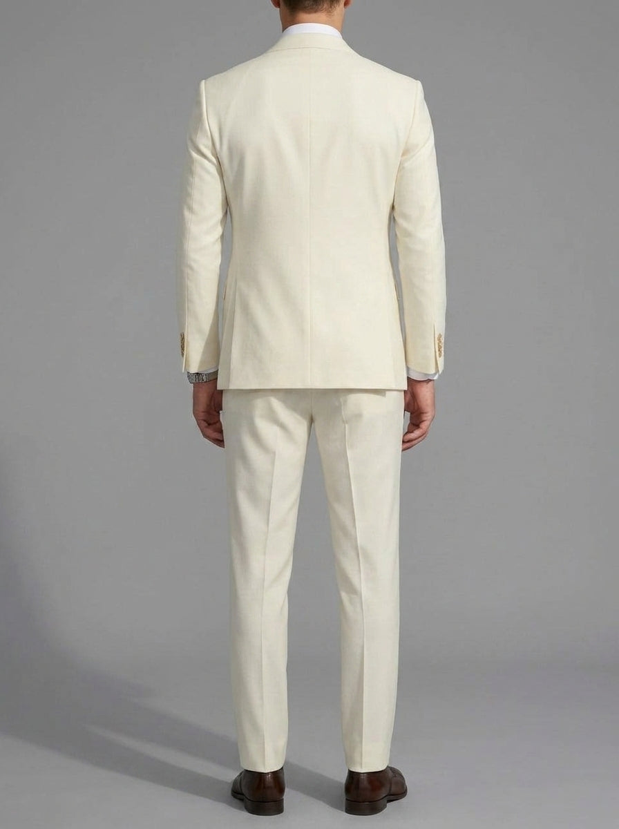 Wool Double-Breasted Suit Set Men