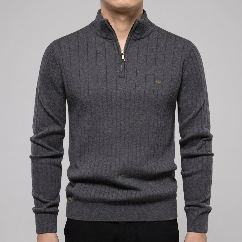 Wool Zip Neck Sweater Men