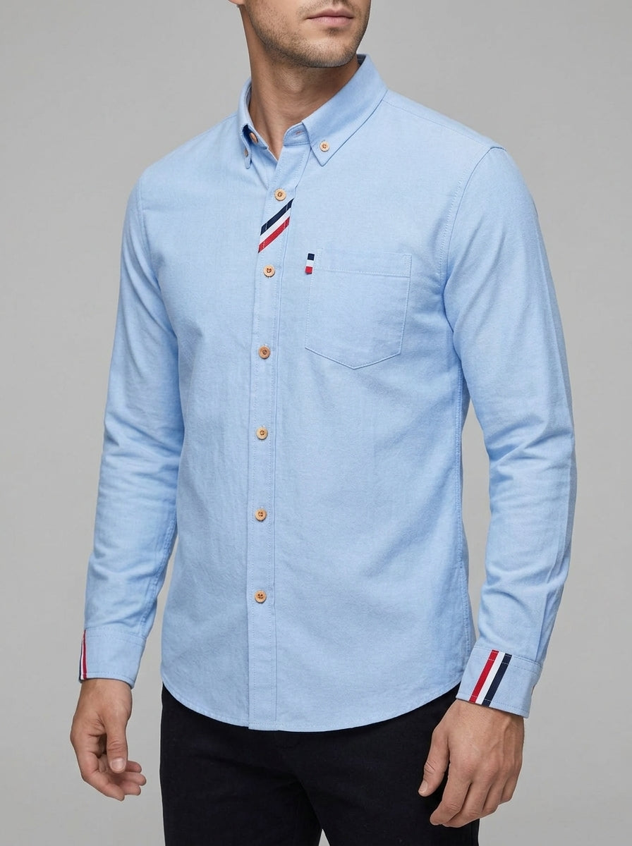 Cotton Long Sleeve Button Down Shirt Men