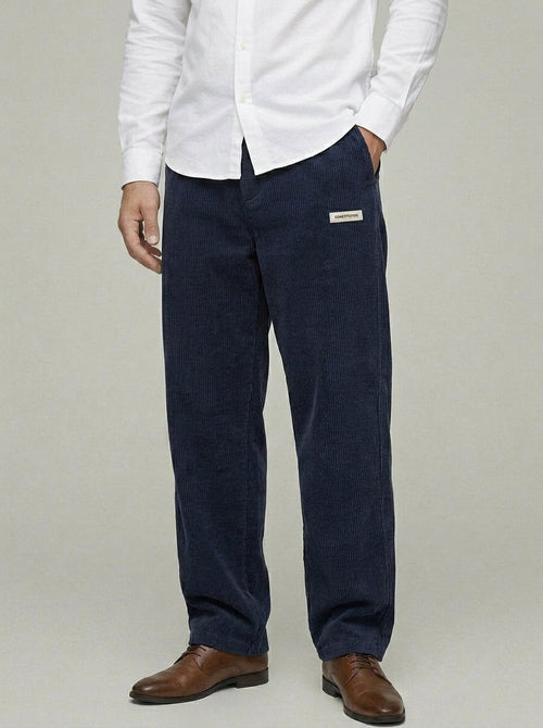 Corduroy Trousers Men Straight Leg