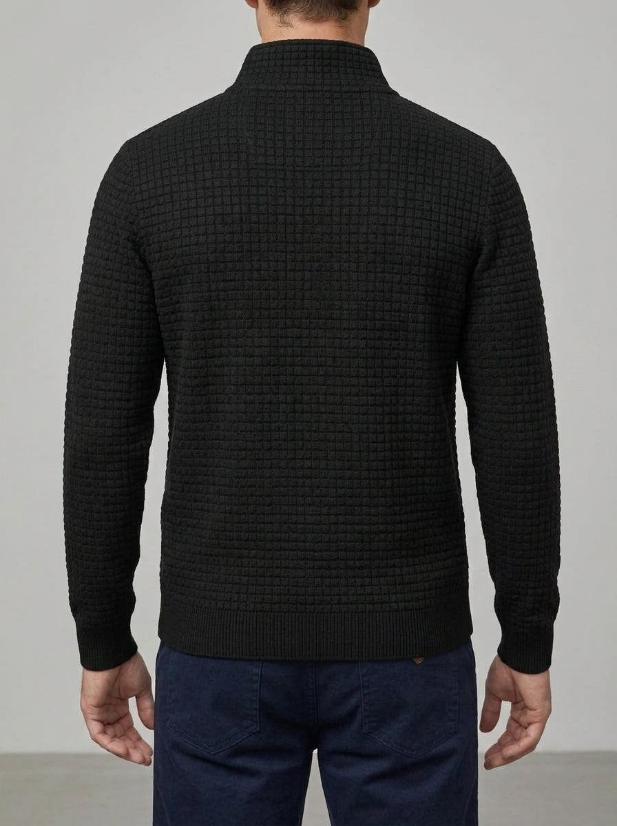 Ribbed Quarter Zip Sweater Men – Wool Pattern