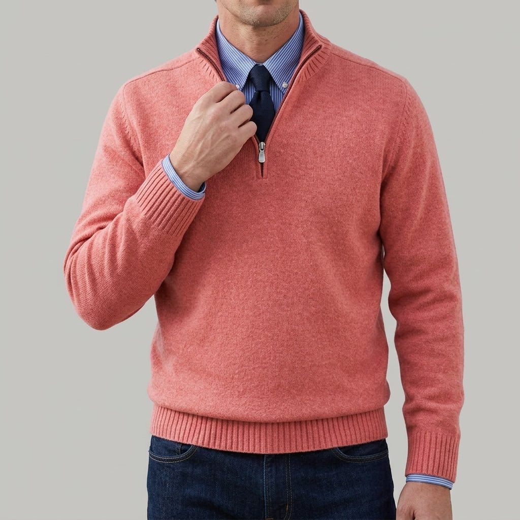 Classic Knit Jumper Men Half Zip Fleece Sweater