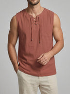 Knit Tank Top Lace Up Men