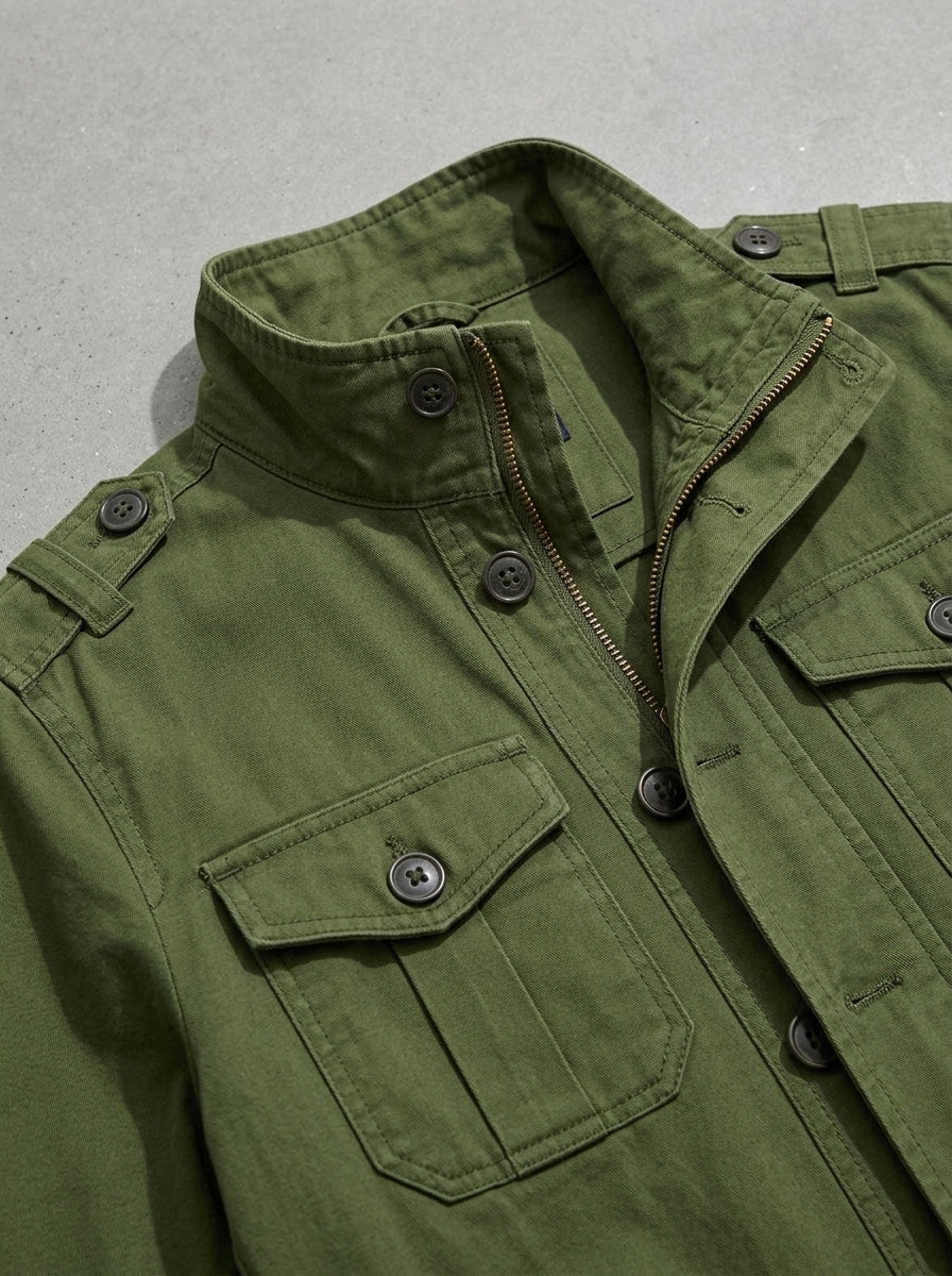 Green Field Jacket Men – Cotton Military Style
