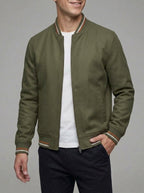 Lightweight Bomber Jacket Stripe Detail – Wool