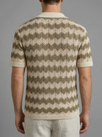 Knit Shirt Men's Crochet Retro Zigzag