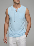 Knit Tank Top Lace Up Men