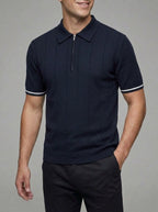 Wool Quarter Zip Polo Shirt Men