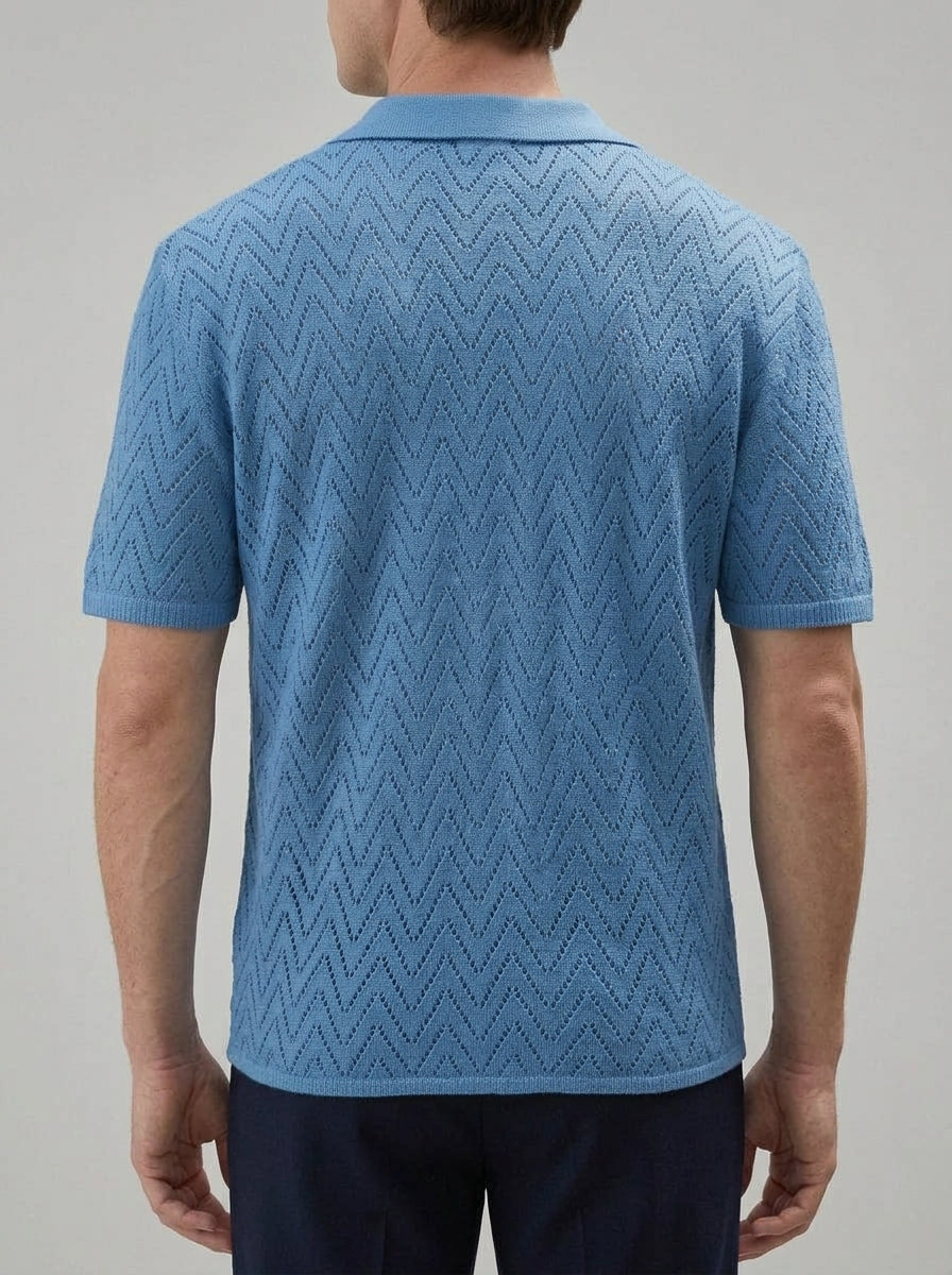 Knit Geometric Button-Up Shirt Men