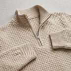 Men's Wool Waffle Quarter Zip Sweater – Ribbed