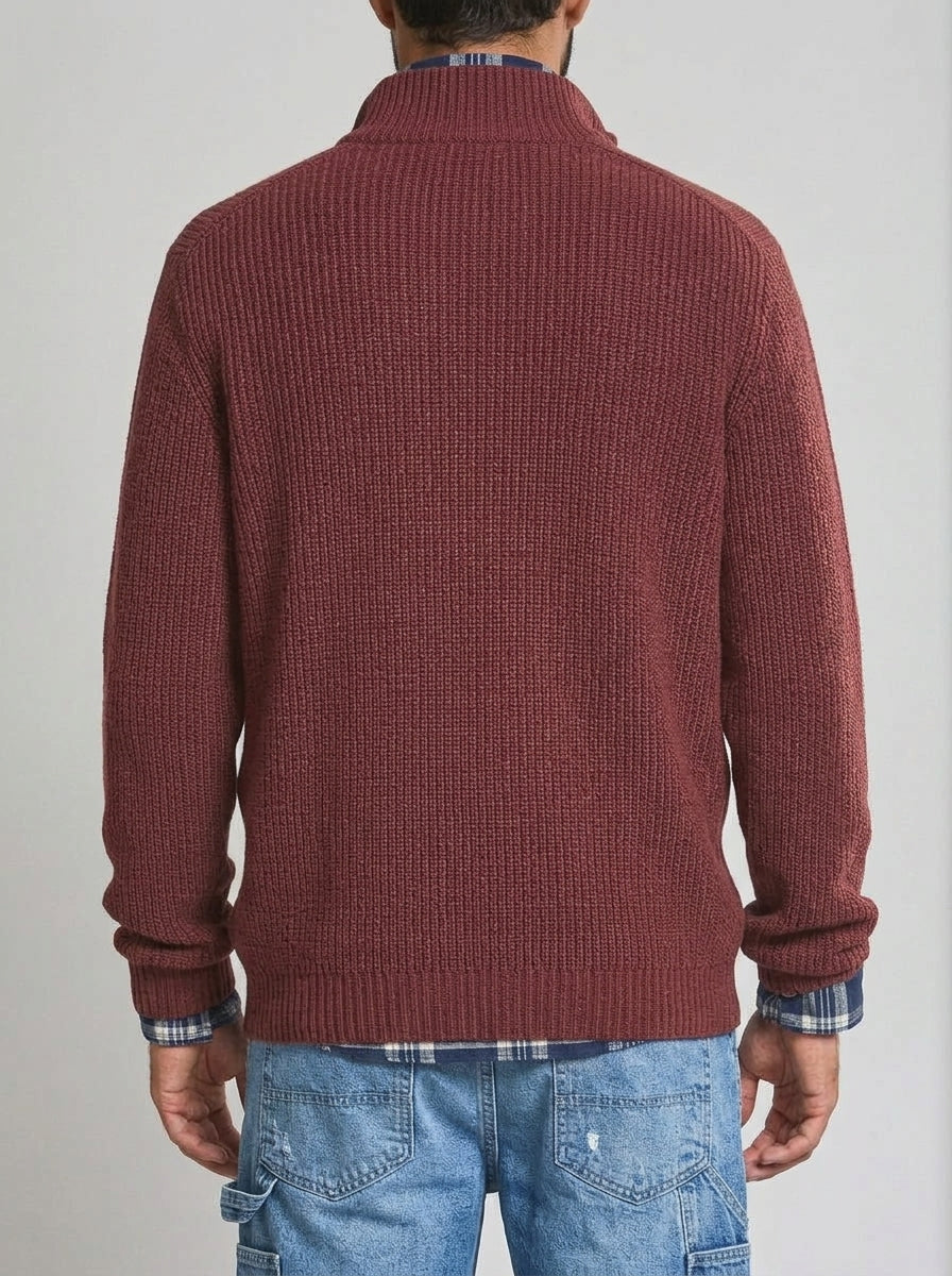Ribbed Half Zip Jumper Men – Wool