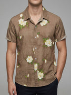 Cotton Floral Short Sleeve Shirt Men