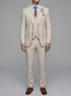 Linen Elegant 3-Piece Wedding Suit Men