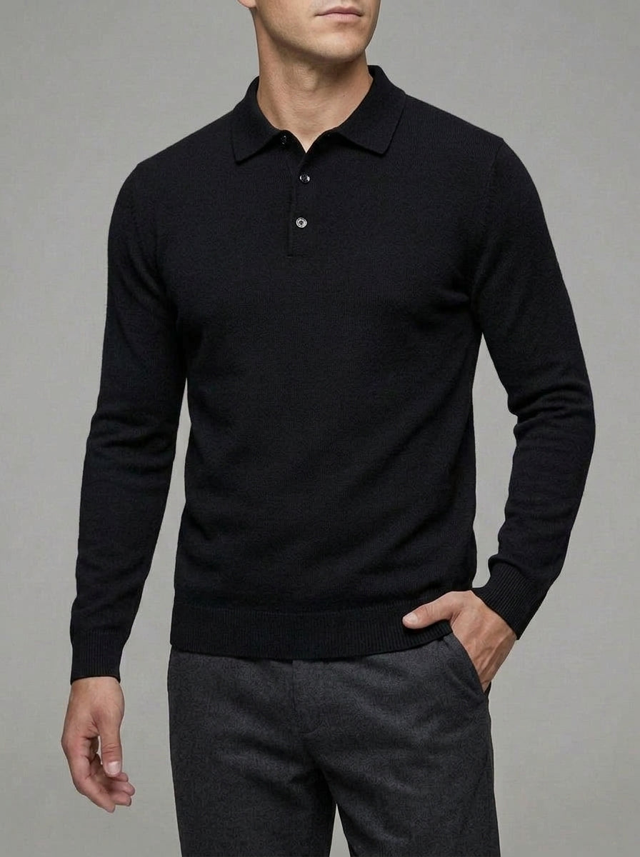Merino Wool Polo Sweater Men