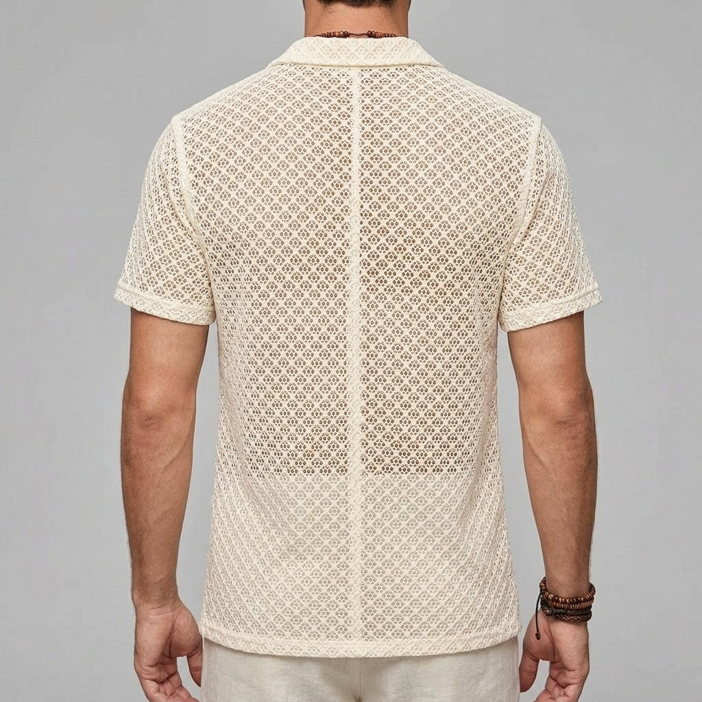 Short Sleeve Mesh Shirt Men