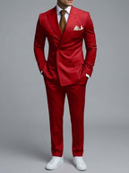 Wool Slim-Fit Double-Breasted Suit Men