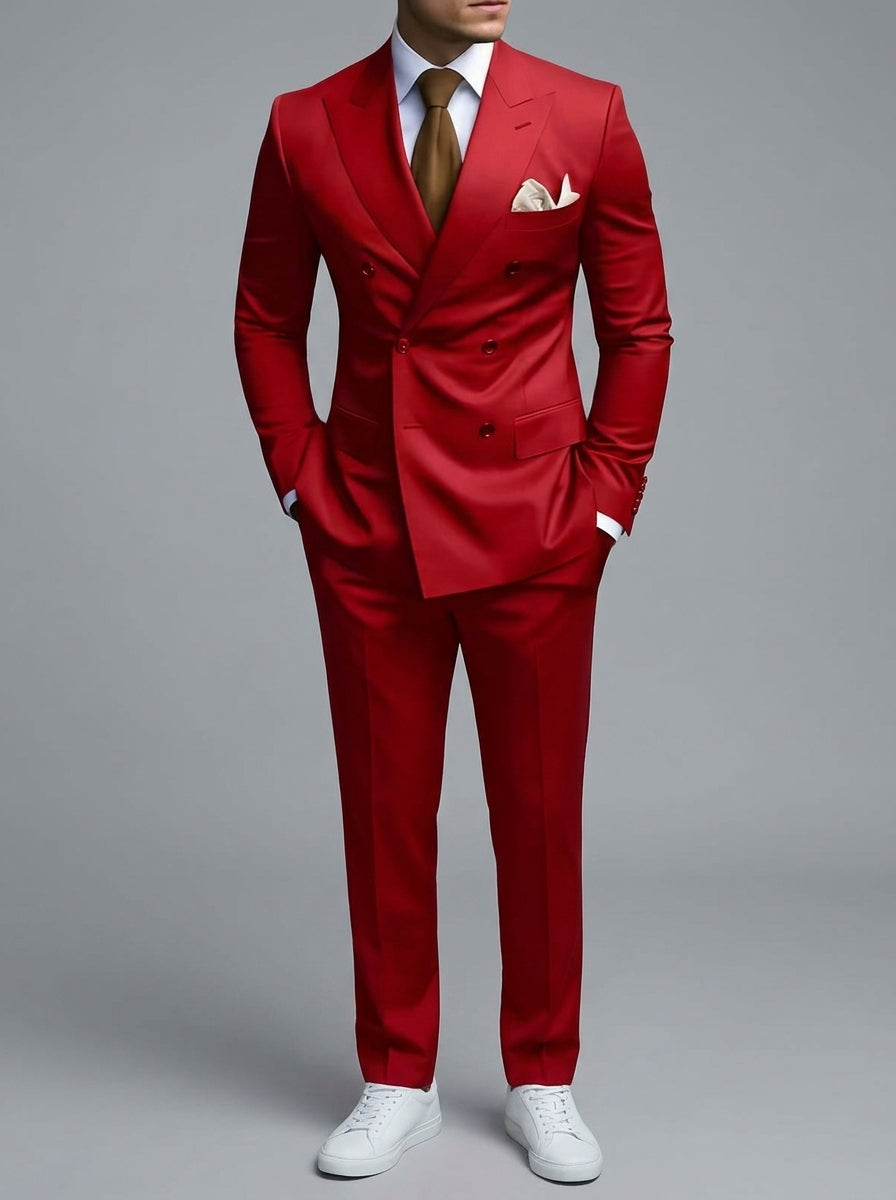 Wool Slim-Fit Double-Breasted Suit Men
