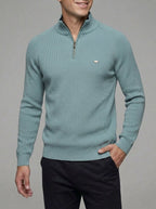 Wool Ribbed Quarter Zip Pullover Men