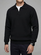 Wool Long Sleeve Polo Men – Classic Knit