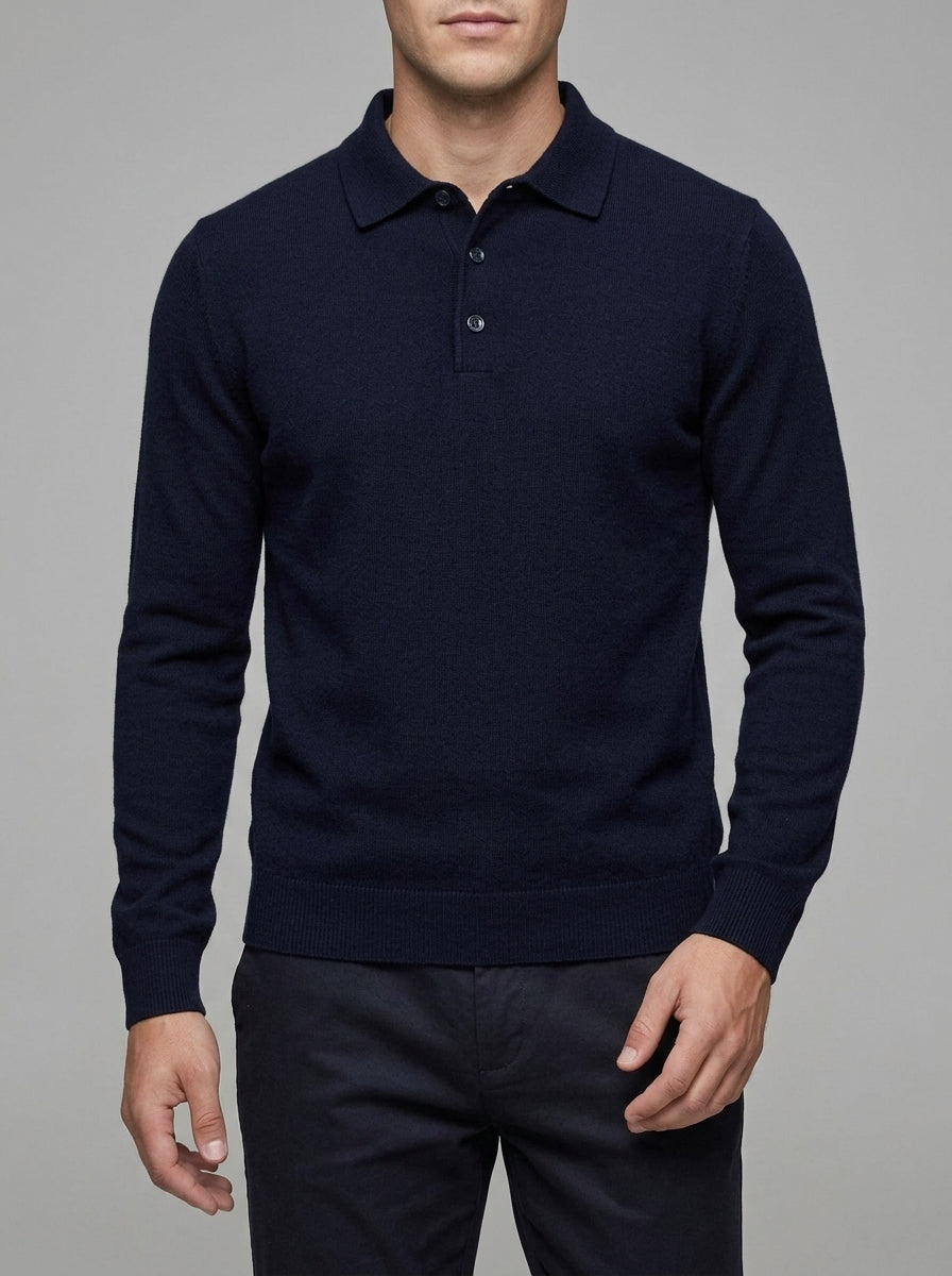 Merino Wool Polo Sweater Men