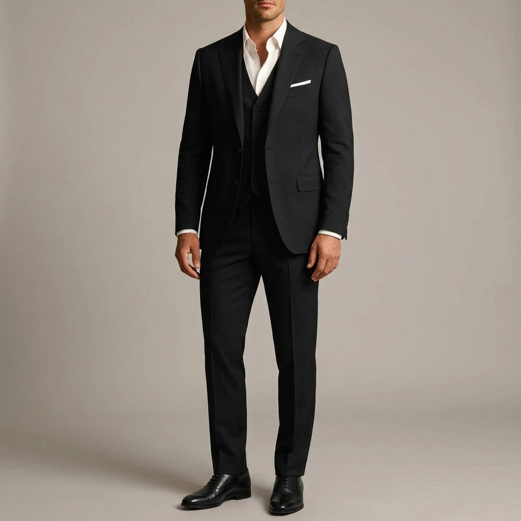 Wool Slim-Fit Elegant 3-Piece Wedding Suit Men