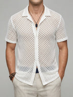 Short Sleeve Mesh Shirt Men