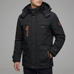 Fleece-Lined Parka Men Wool Outdoor Winter Jacket