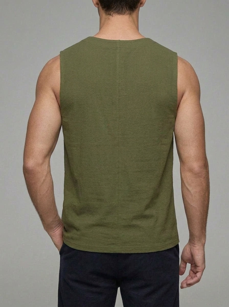 Knit Tank Top Lace Up Men