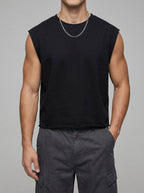 French Terry Cropped Tank Top Men Streetwear