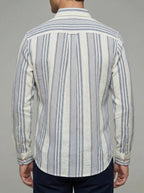 Linen Dress Shirt Men Striped
