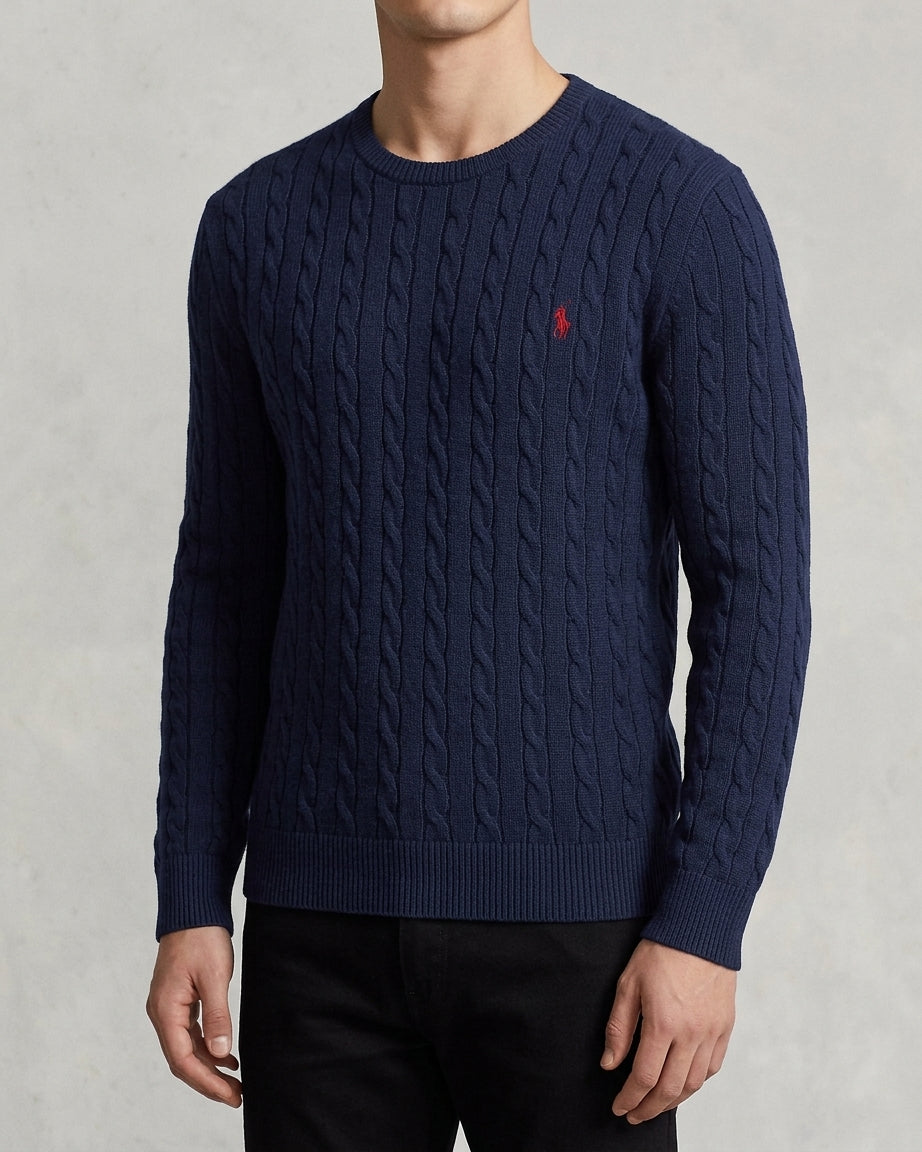 Wool Cable Knit Sweater Men