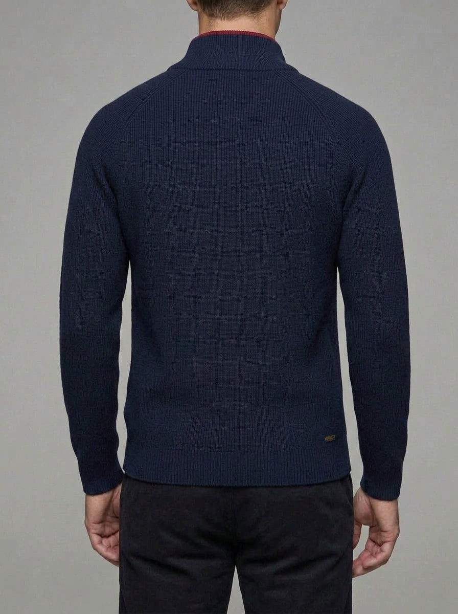 Wool Ribbed Quarter Zip Pullover Men