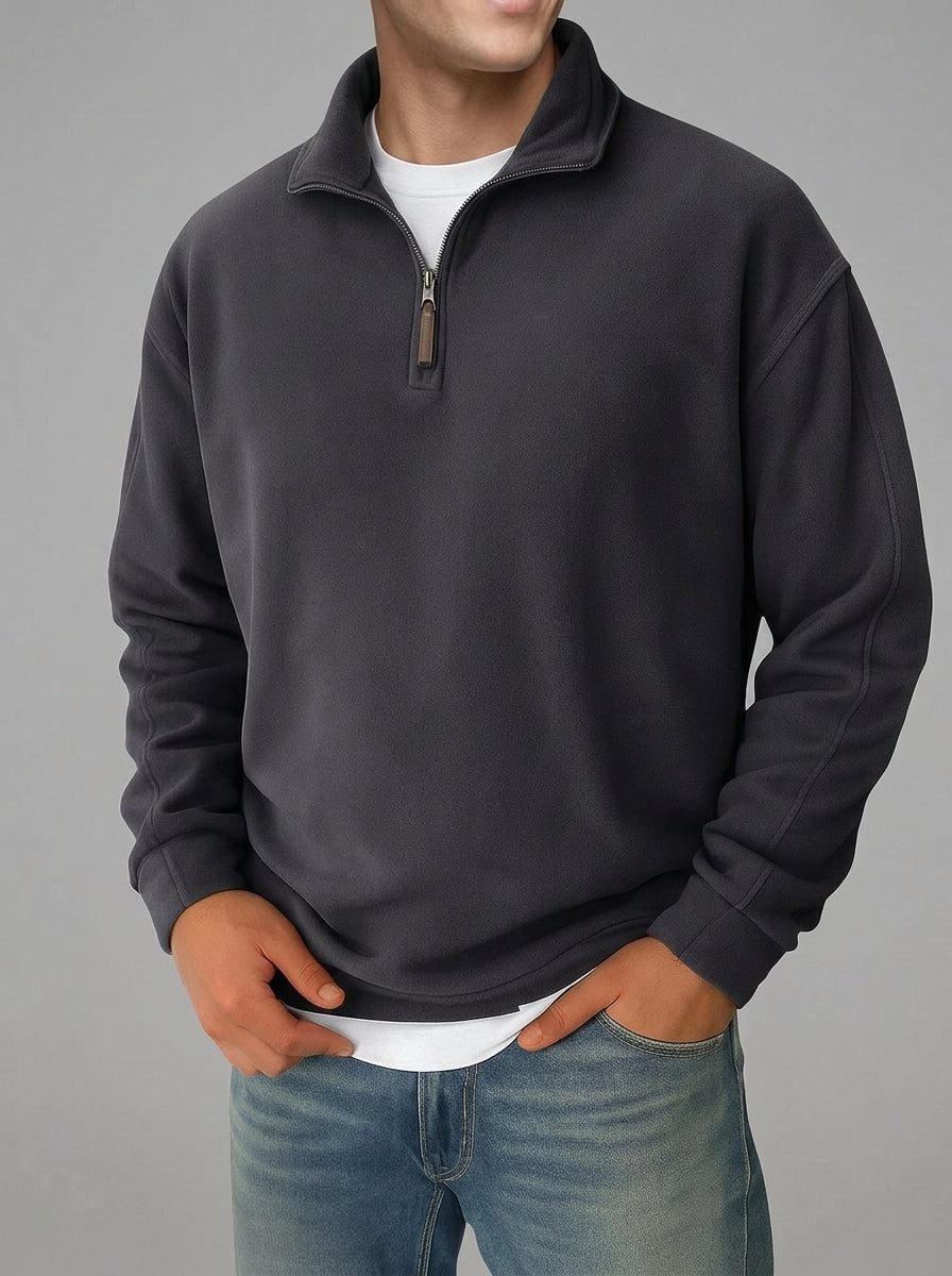 Wool Half Zip Jumper Men – Stand Collar Ribbed
