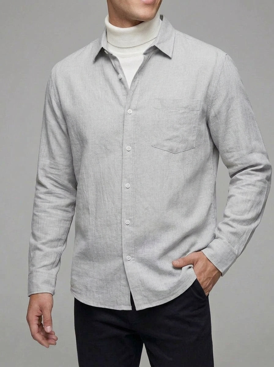 Linen Casual Shirt Men – Traditional Collar