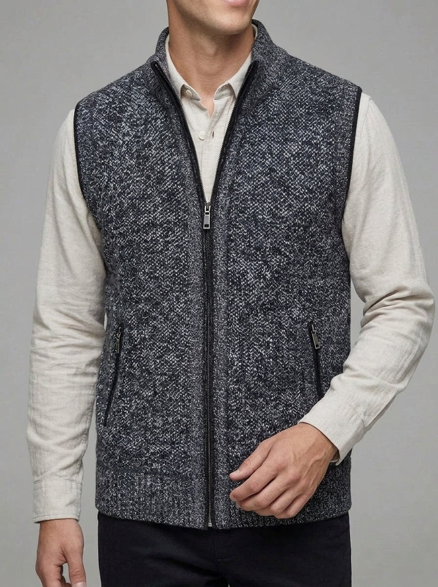 Knit Vest Men Wool Zip Pockets
