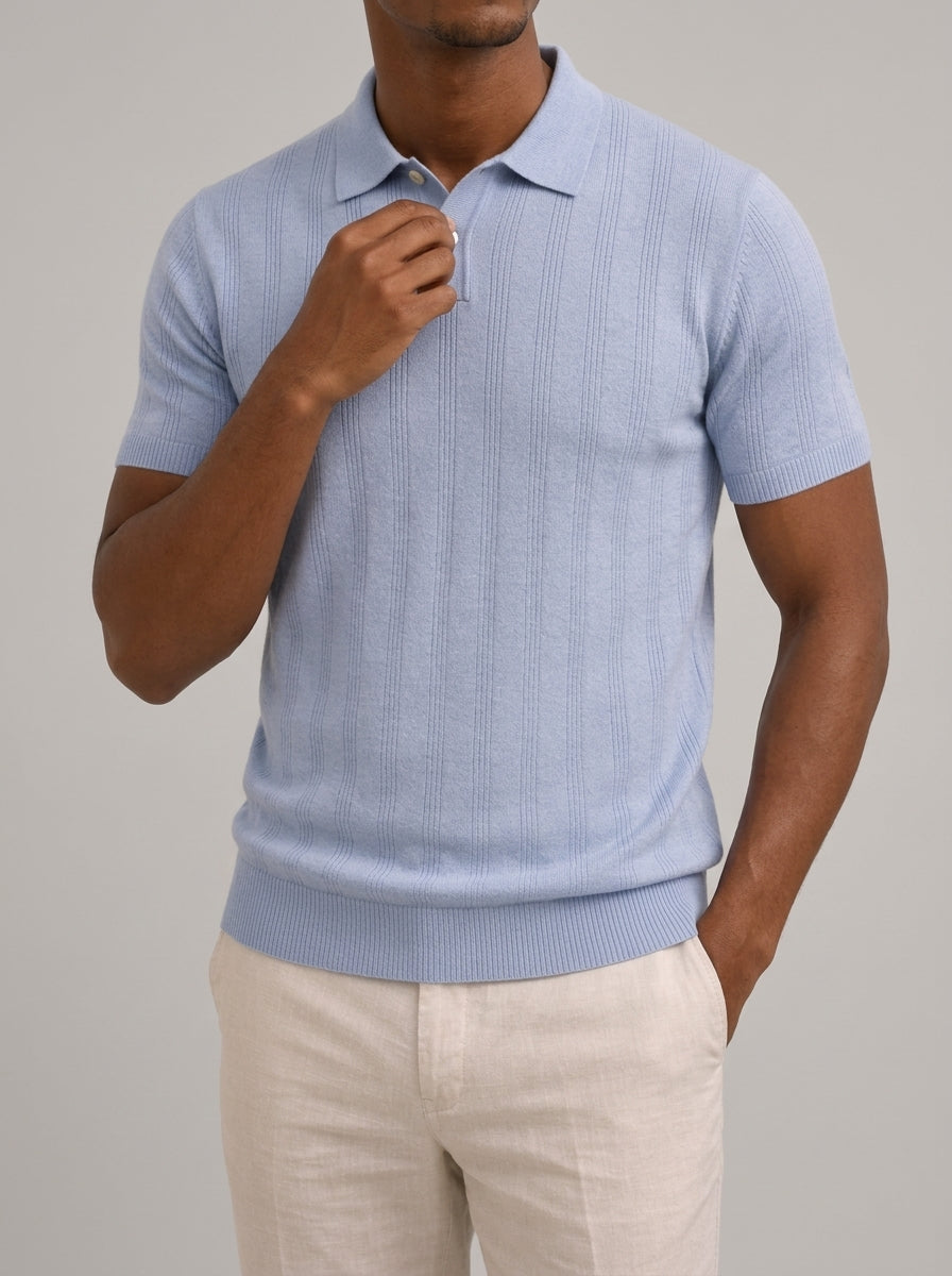 Wool Knit Polo Shirt Men