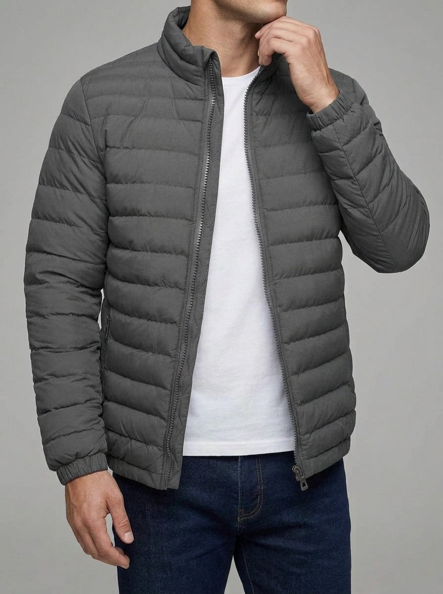 Puffer Jacket Men Wool Blend