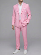 Cotton Blend Double-Breasted Suit Men