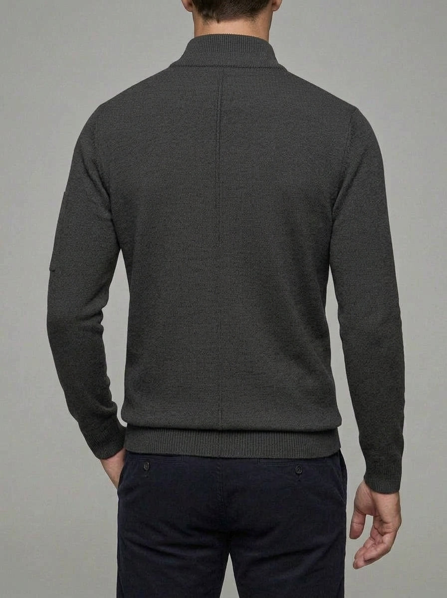 Wool Quarter-Zip Polo Shirt Men – Ribbed